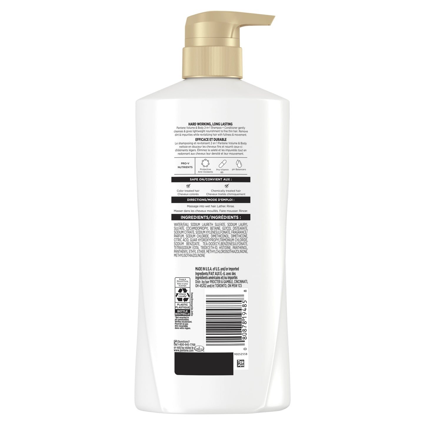 Pantene Pro-V Volume & Body 2in1 Shampoo + Conditioner, 17.9oz