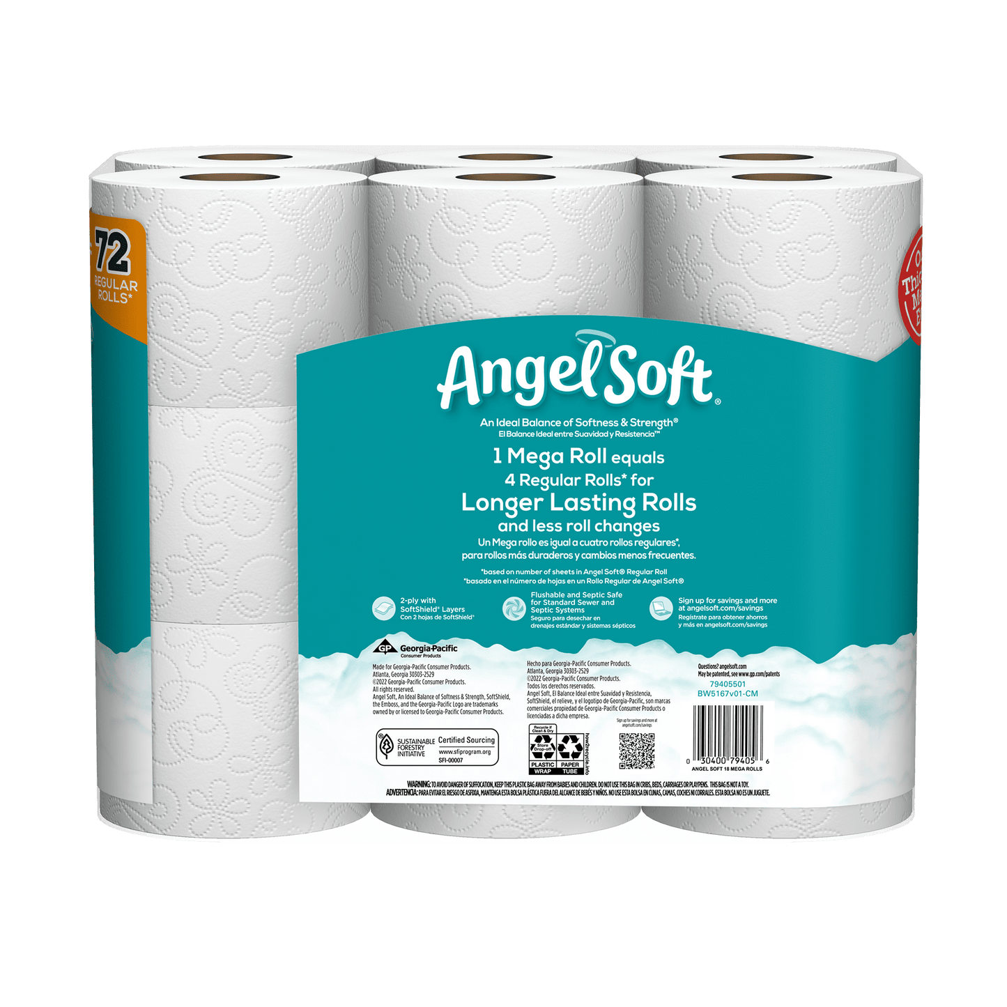 Angel Soft Toilet Paper, 18 Mega Rolls