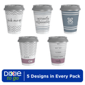 Dixie To Go Disposable Paper Cups with Lids, 12 oz, Multicolor, 20 Count