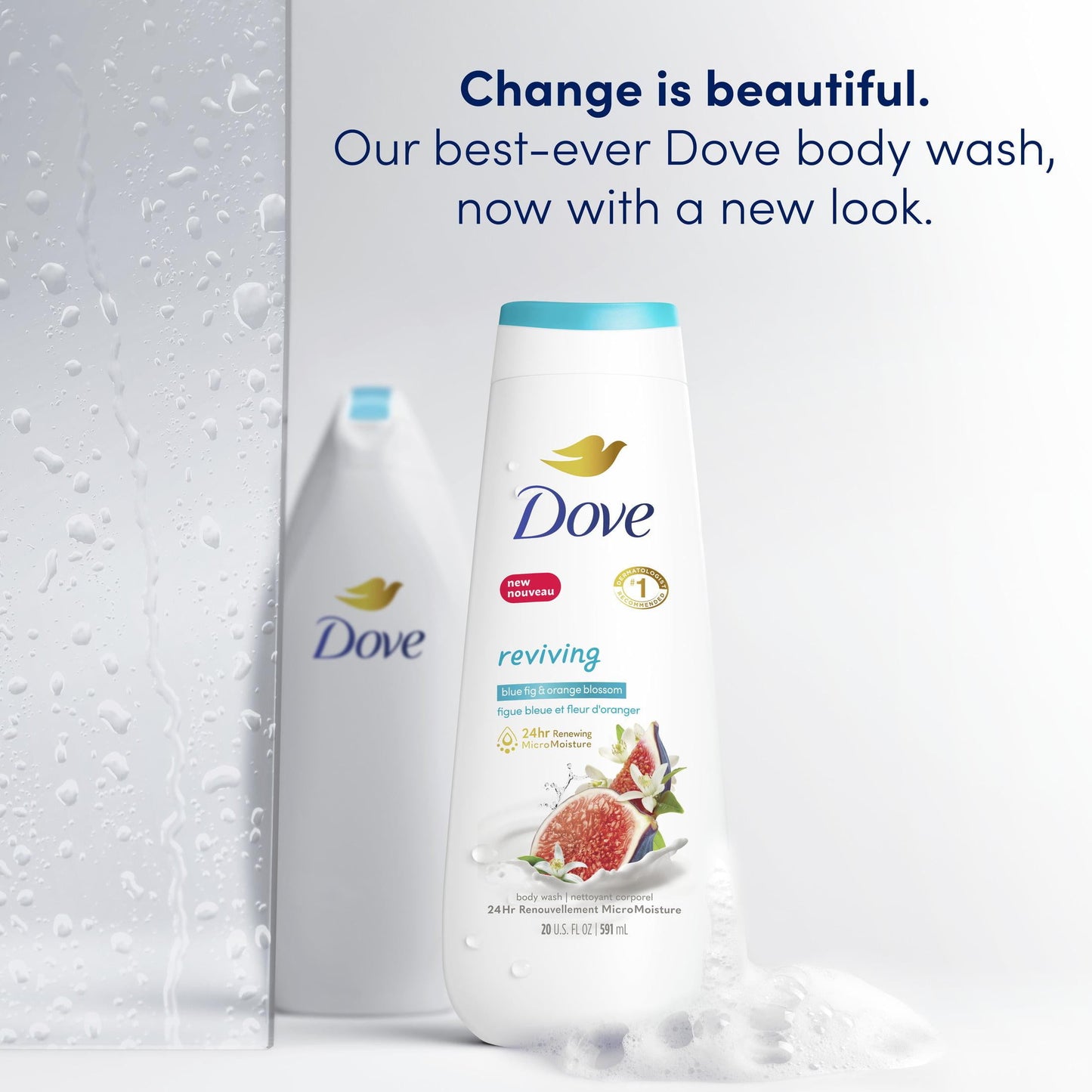 Dove Reviving Long Lasting Gentle Body Wash, Blue Fig and Orange Blossom, 20 fl oz
