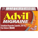 Advil Migraine Pain and Headache Reliever Ibuprofen, 200 mg Liquid Filled Capsules, 80 Count