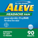 Aleve Headache Pain Reliever Naproxen Sodium Tablets, 90 Count