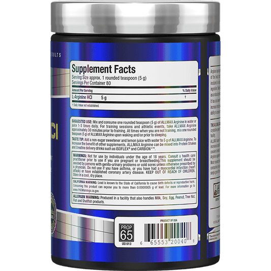 AllMax Nutrition Arginine HCl 400 Grams