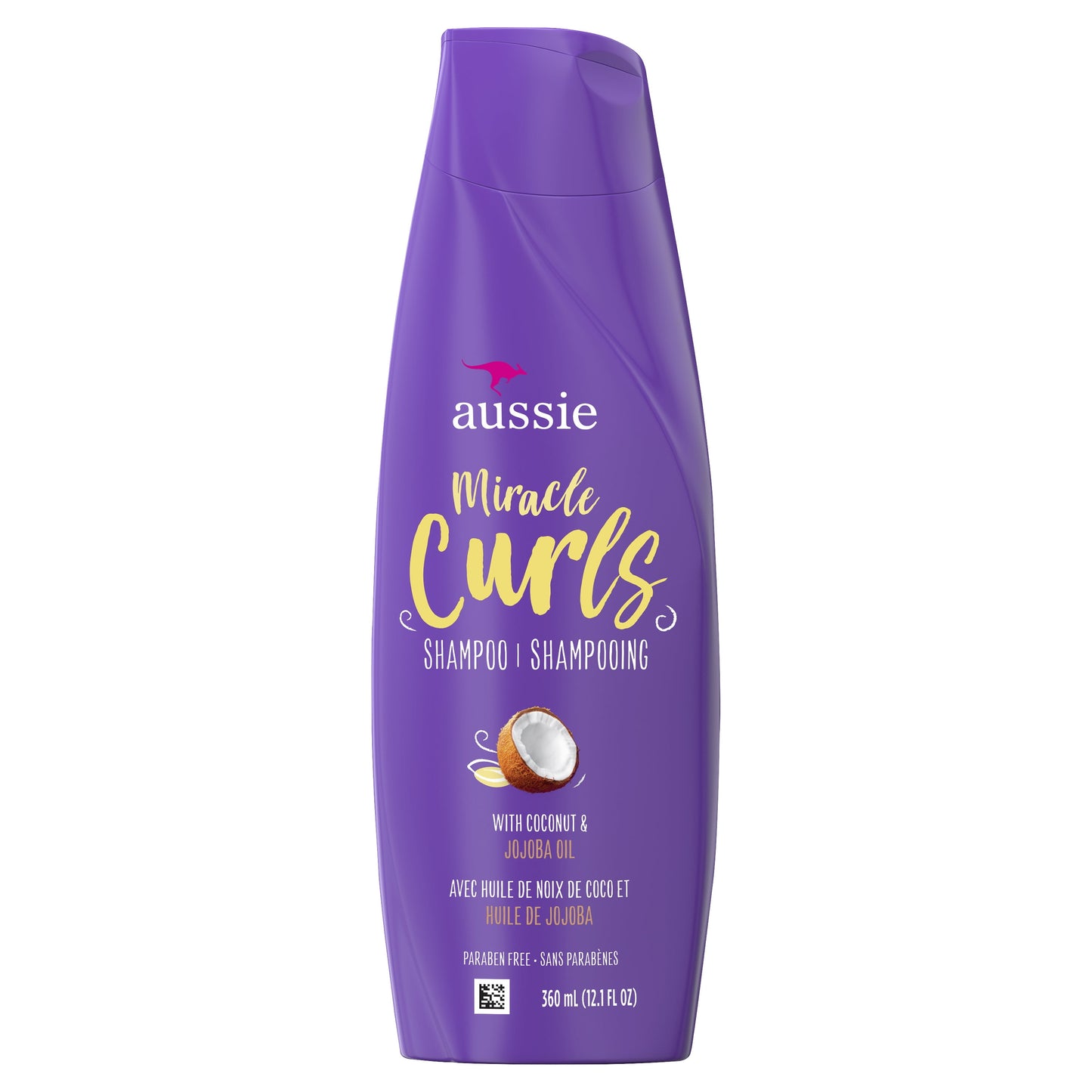 Aussie Miracle Curls Shampoo, Coconut & Jojoba Oil, Paraben Free, for Curly Hair, 12.1 fl oz