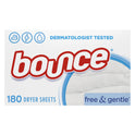 Bounce Free & Gentle Dryer Sheets, 180 Ct, Unscented