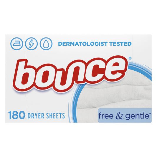 Bounce Free & Gentle Dryer Sheets, 180 Ct, Unscented