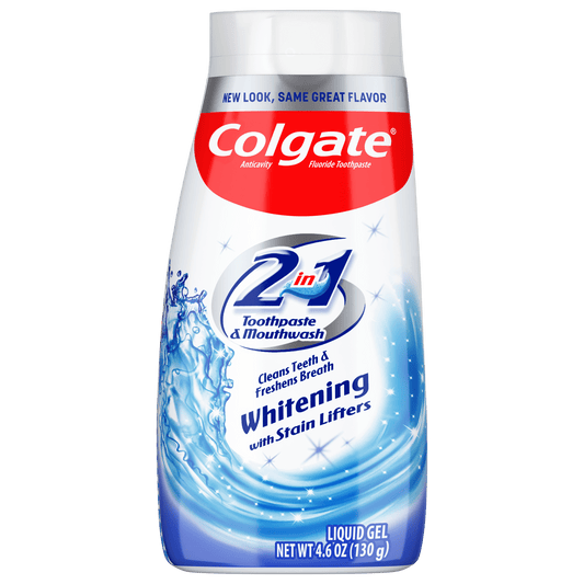 Colgate 2 in 1 Toothpaste and Whitening Mouthwash, Mint, 4.6 oz Squeeze Bottle