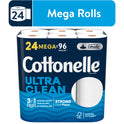 Cottonelle Ultra Clean Toilet Paper, 24 Mega Rolls, 312 Sheets Per Roll (7,488 Total)