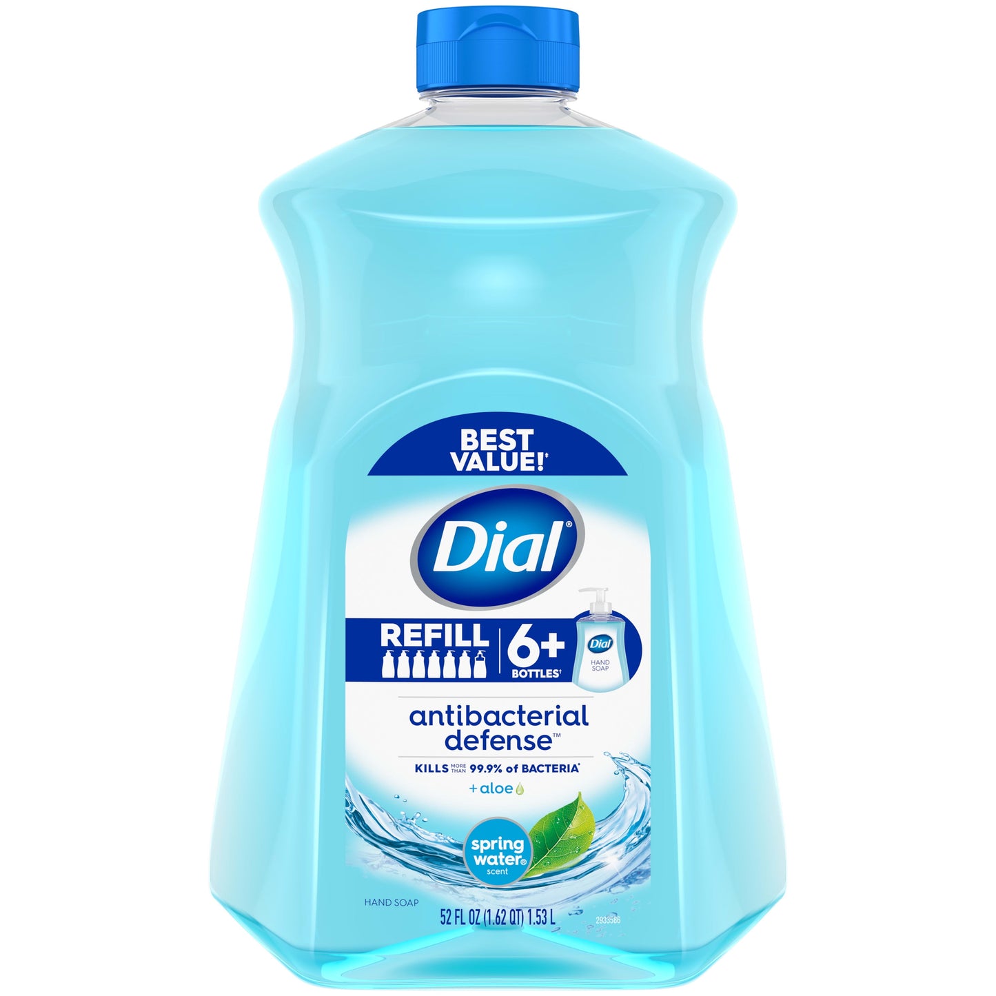 Dial Antibacterial Liquid Hand Soap Refill, Spring Water, 52 fl oz