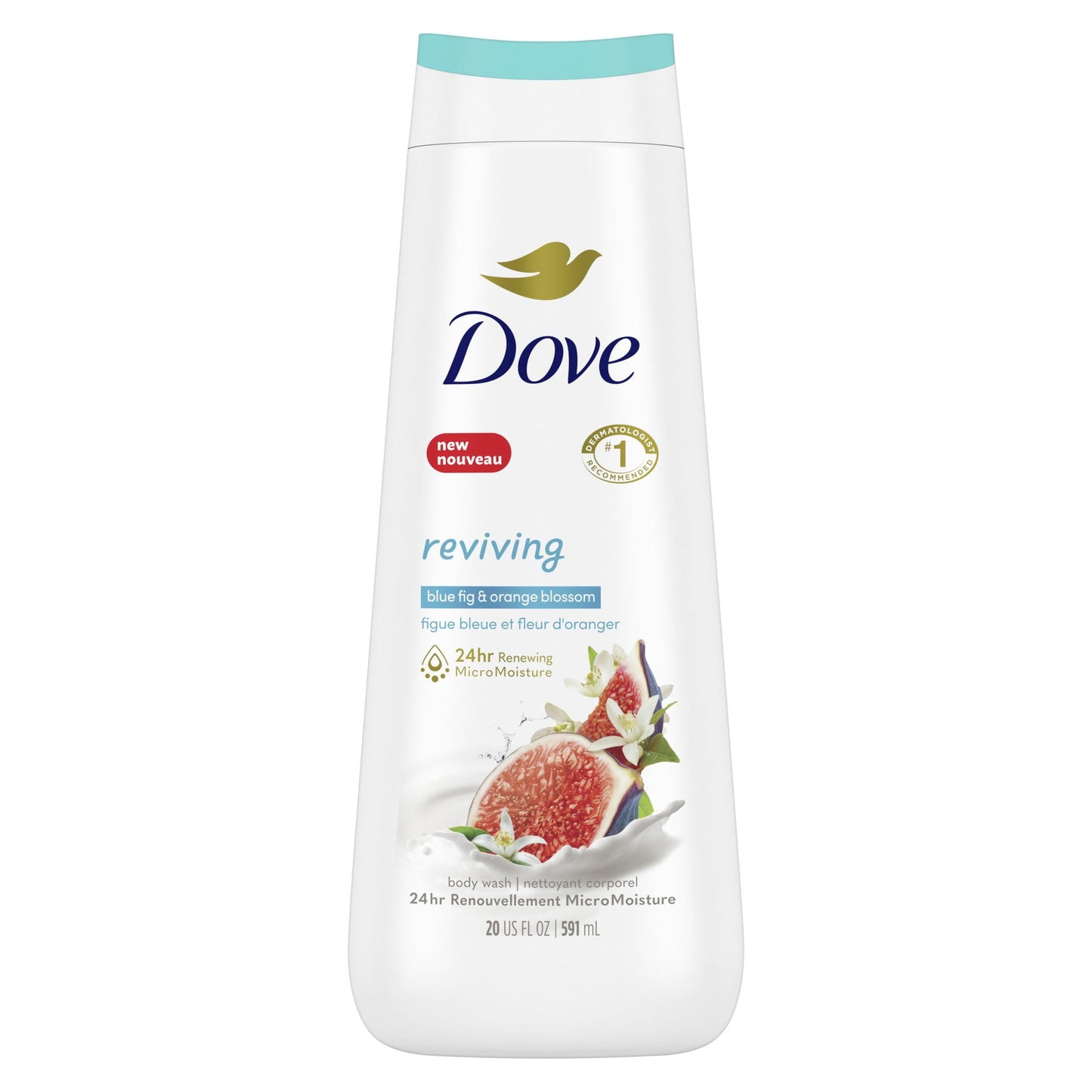 Dove Reviving Long Lasting Gentle Body Wash, Blue Fig and Orange Blossom, 20 fl oz