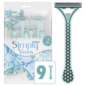 Gillette Simply Venus 2 Disposable Razors for Women, 9 Count, Blue