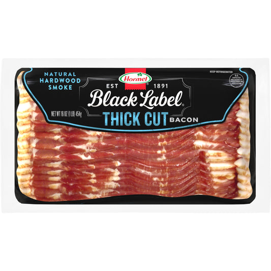 HORMEL BLACK LABEL Pork Bacon, Thick Cut, 16 oz Plastic Package