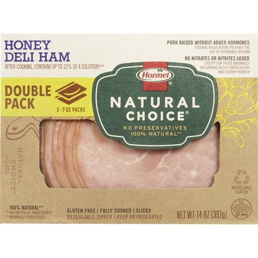 HORMEL NATURAL CHOICE Sliced Honey Deli Pork Ham Lunch Meat, 14 oz Plastic Package