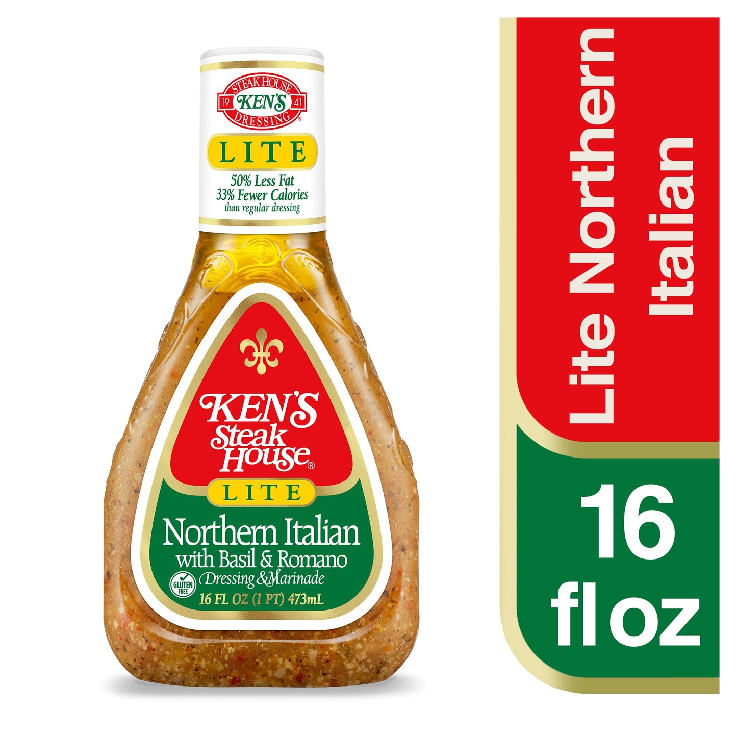 Ken's Steak House Lite Northern Italian with Basil & Romano Dressing & Marinade 16 fl oz