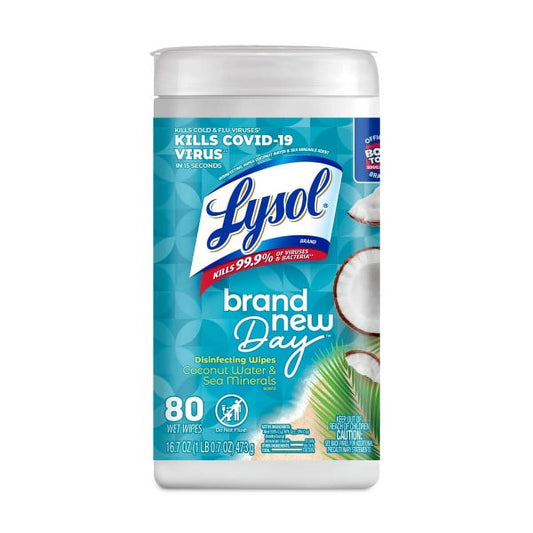 Lysol Disinfectant Wipes, Multi-Surface Antibacterial Cleaning Wipes, For Disinfecting and Cleaning, Coconut & Sea Minerals, 80 Count