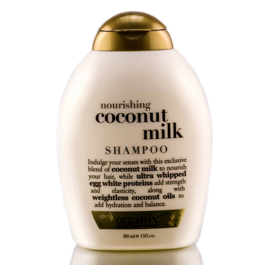 OGX Nourishing + Coconut Milk Moisturizing Shampoo for Strong & Healthy Hair, with Coconut Milk, Coconut Oil & Egg White Protein, Paraben-Free, Sulfate-Free Surfactants, 13 fl.oz