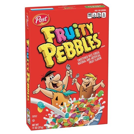 Post Fruity PEBBLES Breakfast Cereal, Gluten Free, 10 Vitamins and Minerals, Breakfast Snacks, Sweetened Rice Cereal, 11 Oz