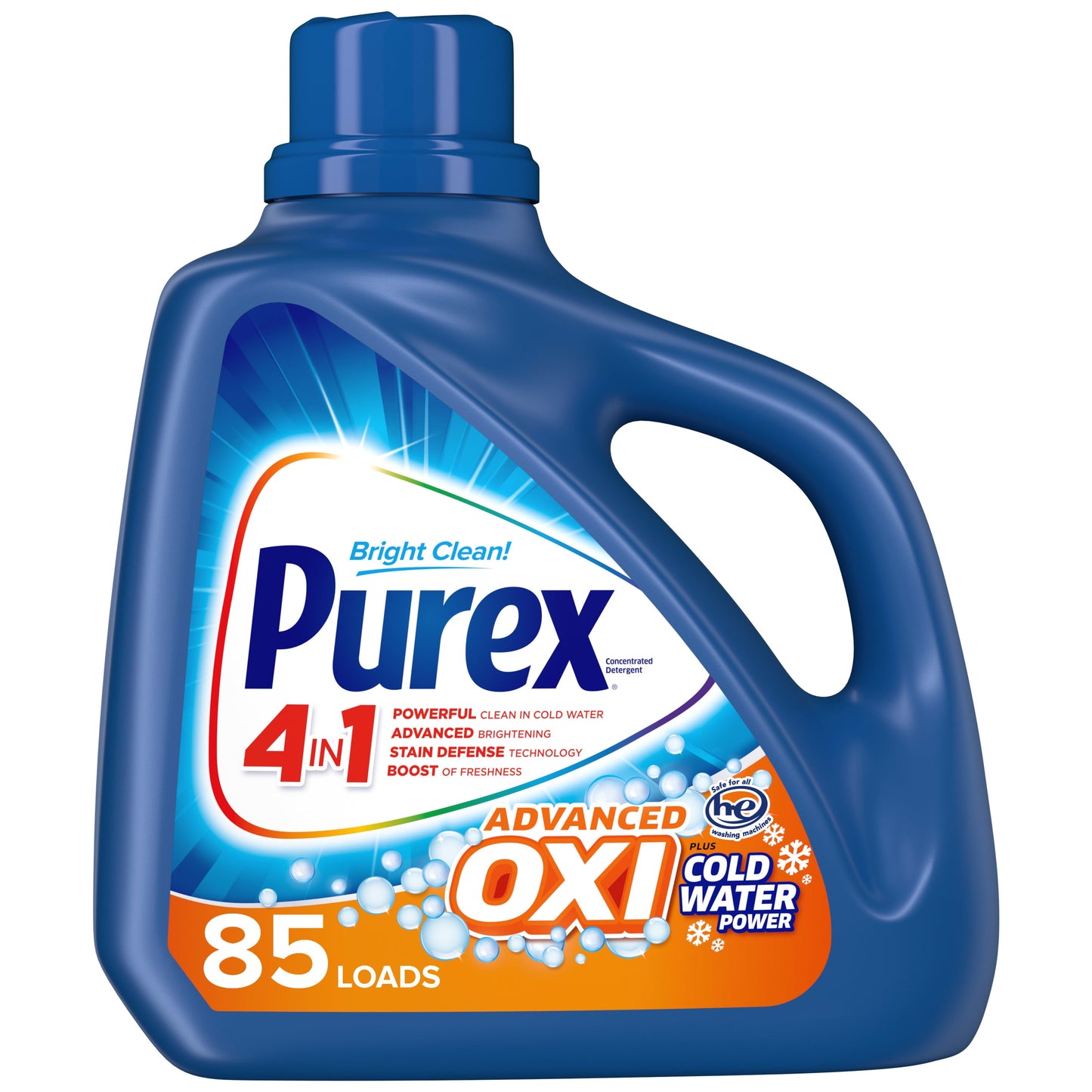 Purex Liquid Laundry Detergent Plus OXI, Stain Defense Technology, 128 Fluid Ounces, 85 Wash Loads