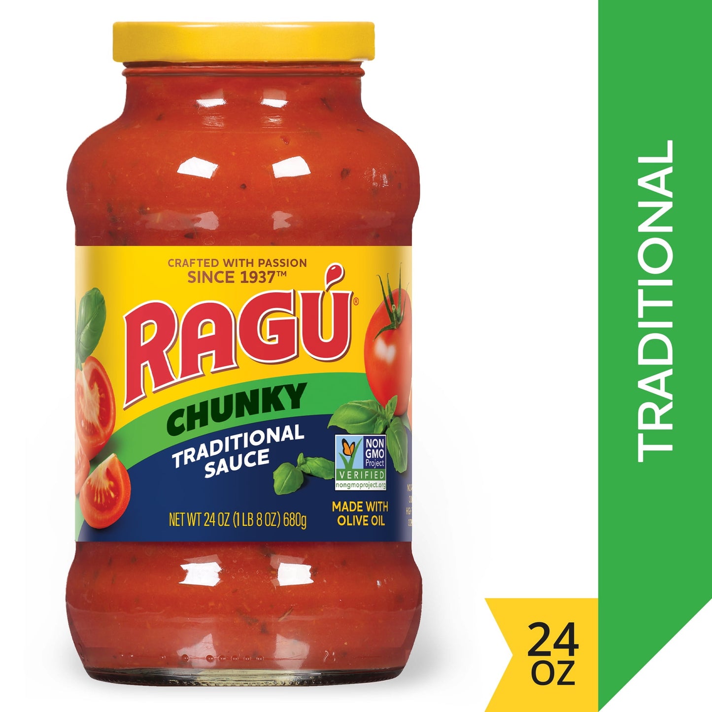 Ragu Chunky Traditional Pasta Sauce with Diced Tomatoes and Basil, 24 oz