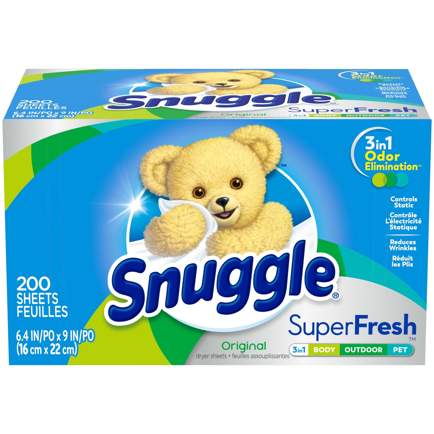 Snuggle Plus SuperFresh Fabric Softener Dryer Sheets with Static Control and Odor Eliminating Technology, Original, 200 Count