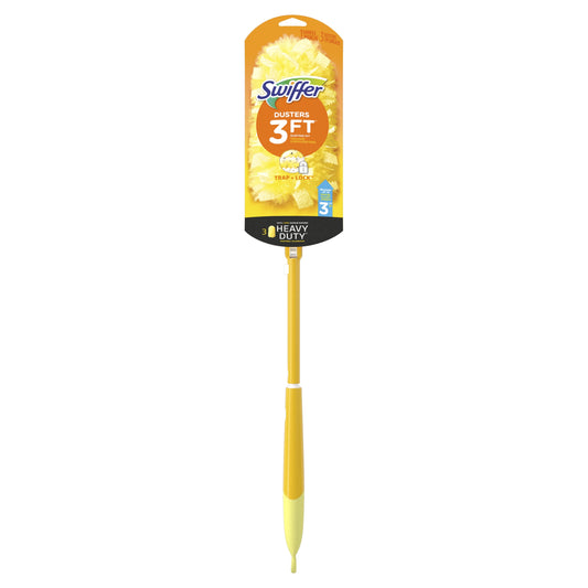 Swiffer Dusters Heavy Duty 3 ft Extendable Handle Dusting Kit Unscented (1 Duster, 3 Refills)