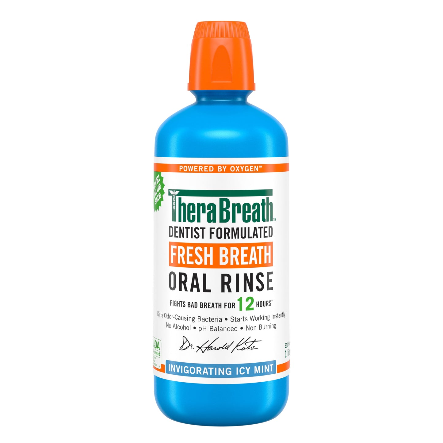 TheraBreath Fresh Breath Mouthwash, Icy Mint, Alcohol-Free,  1 Liter