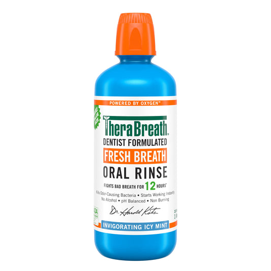 TheraBreath Fresh Breath Mouthwash, Icy Mint, Alcohol-Free,  1 Liter