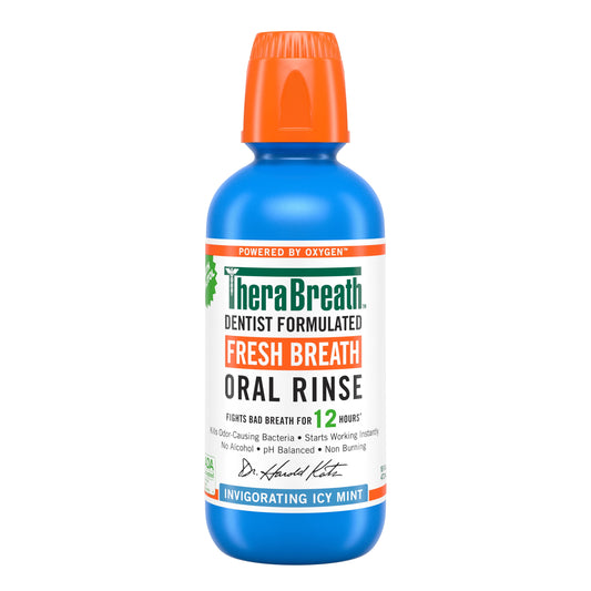 TheraBreath Fresh Breath Mouthwash, Icy Mint, Alcohol-Free, 16 fl oz