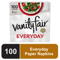 Vanity Fair Everyday Disposable Paper Napkins, White, 100 Count