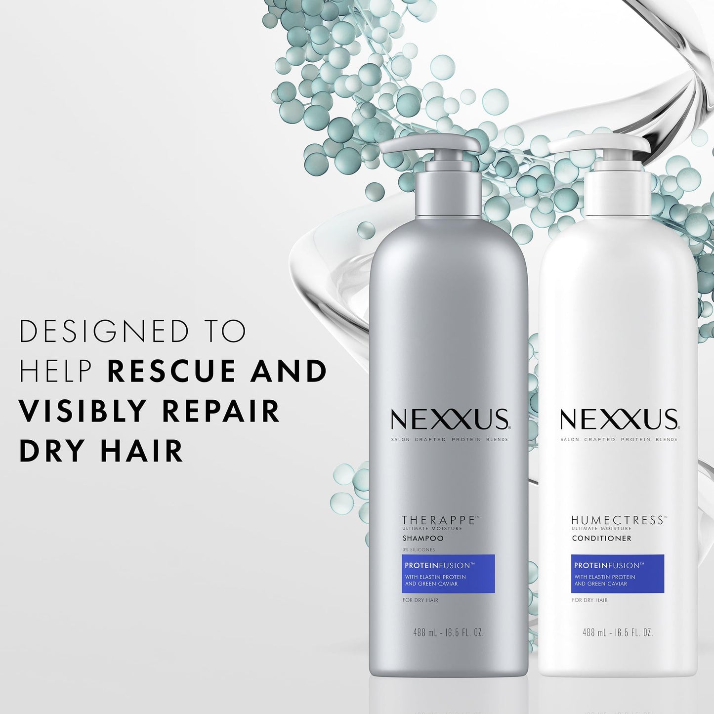 Nexxus Therappe Moisturizing Daily Shampoo with Elastin Protein and Green Caviar, 16.5 fl oz
