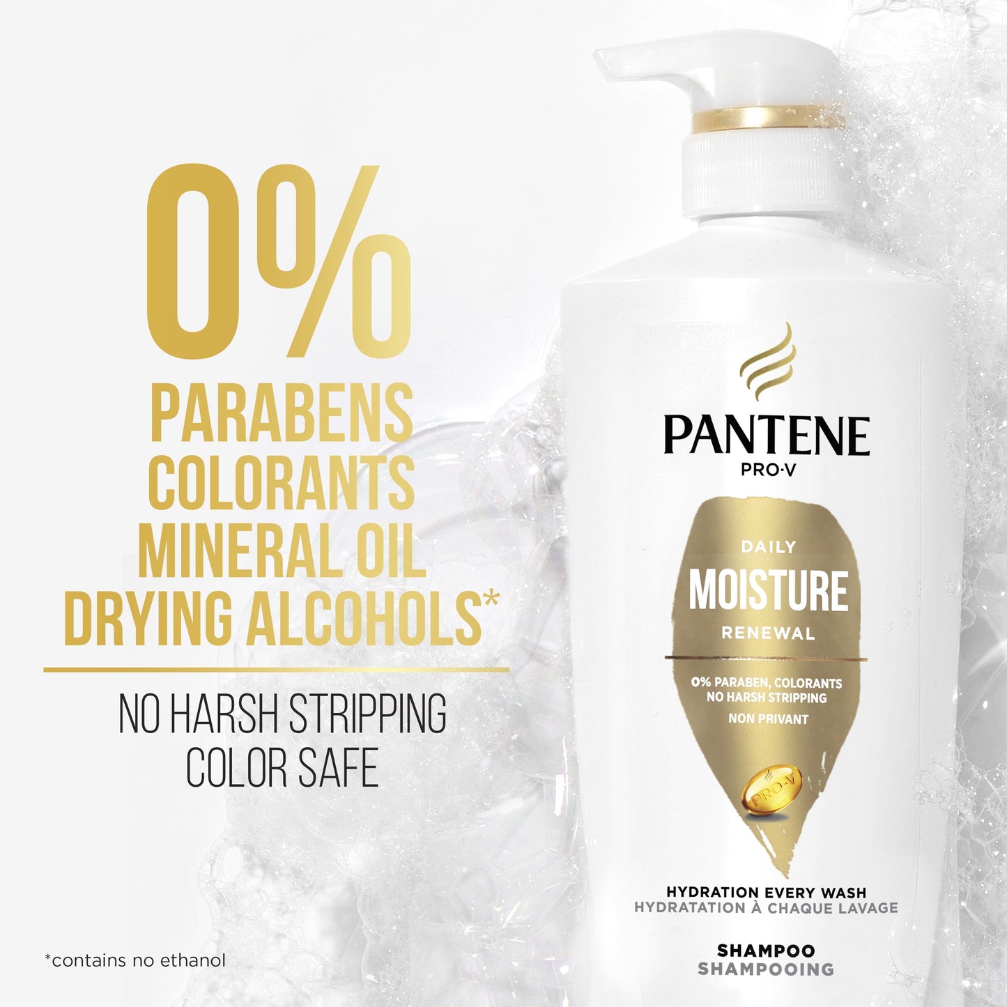 Pantene Pro-V Daily Moisture Renewal Shampoo, All Hair Types, 17.9 fl oz