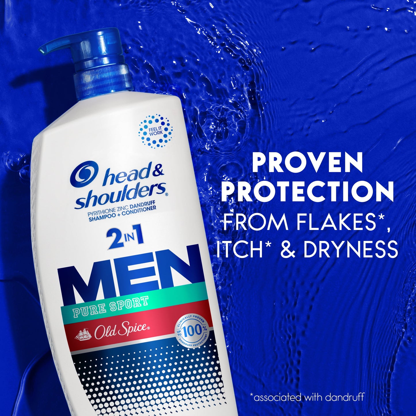 Head & Shoulders Men's 2 in 1 Dandruff Shampoo and Conditioner, Old Spice Pure Sport, 28.2 fl oz