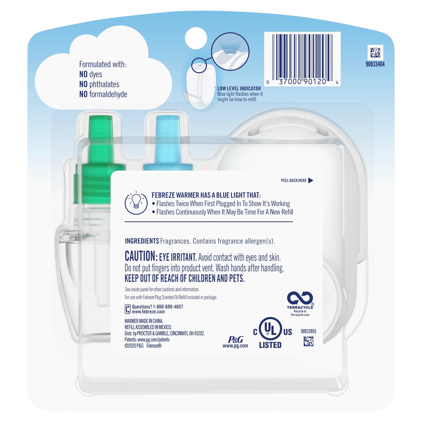 Febreze Fade Defy Plug Air Freshener & Odor Fighter Starter Kit Gain Scent  0.87 fl. oz. Oil Refill