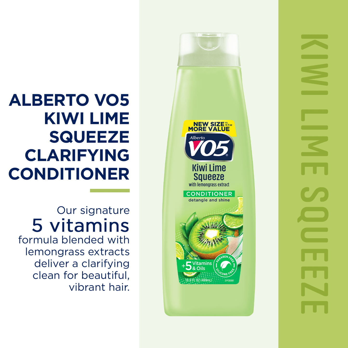Alberto VO5 Kiwi Lime Squeeze Conditioner with Vitamin E & C, for All Hair Types, 16.9 fl oz