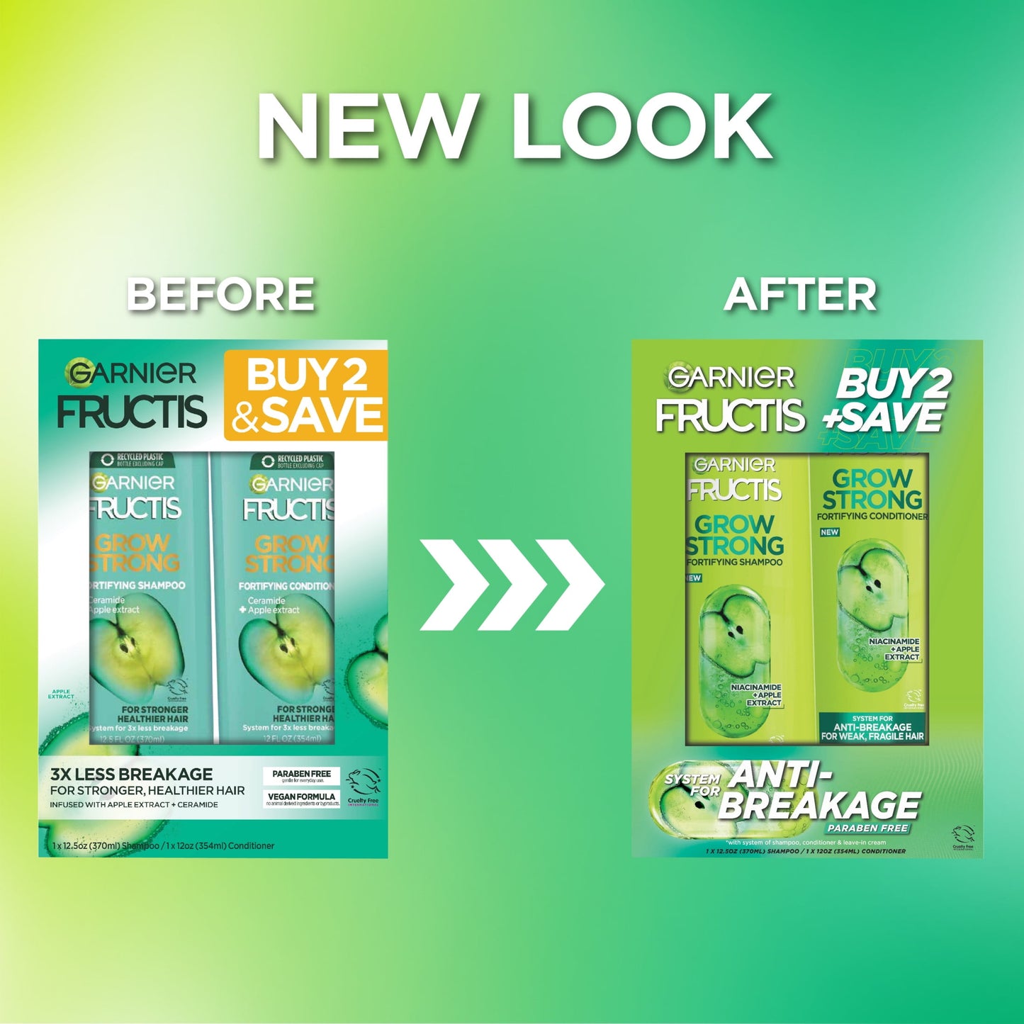 Garnier Fructis Grow Strong Shampoo & Conditioner For Stronger, Healthier, Shinier Hair, 1 kit