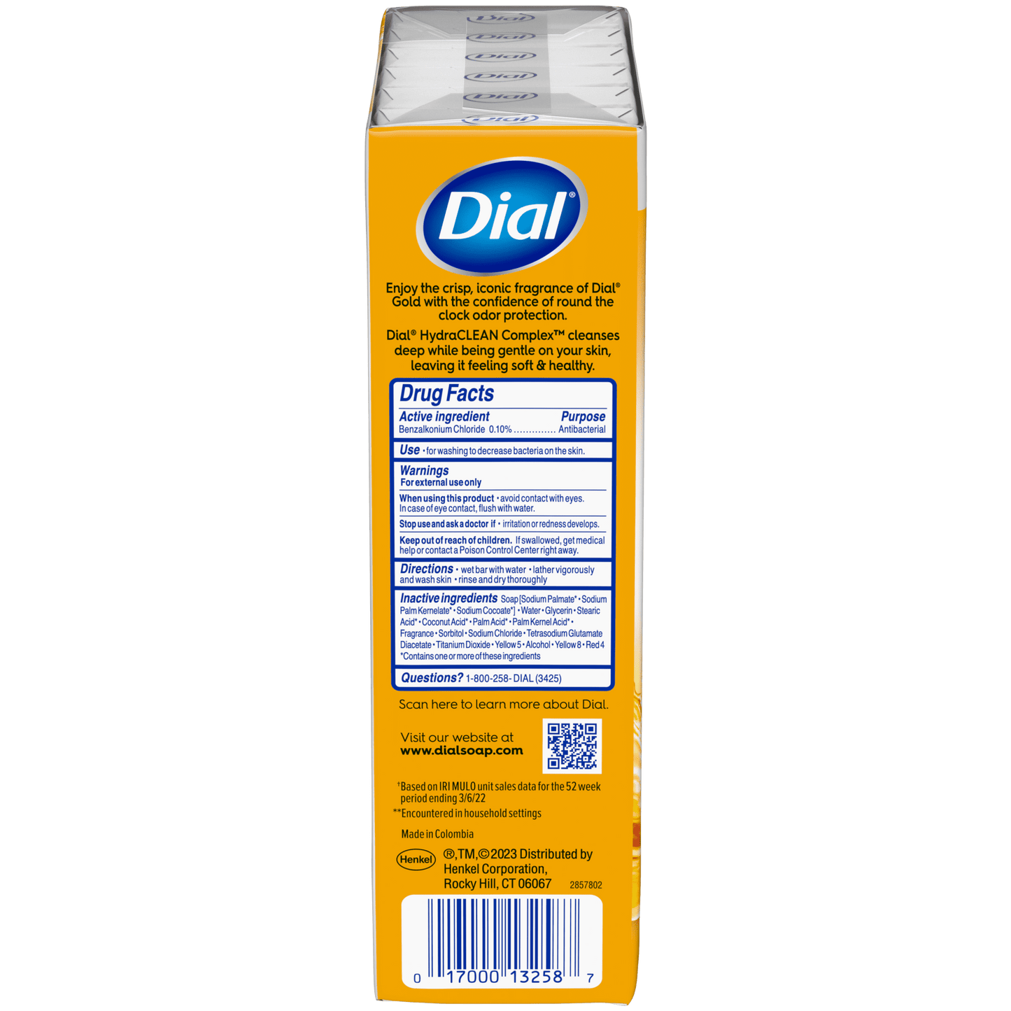 Dial Antibacterial Deodorant Bar Soap, Advanced Clean, Gold, 4 oz, 12 Bars