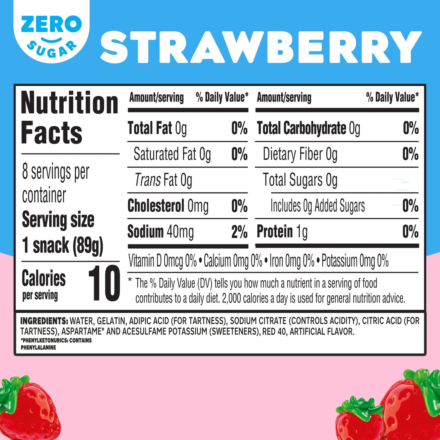 Jell-O Strawberry Sugar Free Jello Cups Gelatin Snack Value Pack, 8 Ct Cups