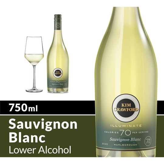 Kim Crawford Illuminate New Zealand Sauvignon Blanc White Wine, 750 ml Bottle, 7% ABV