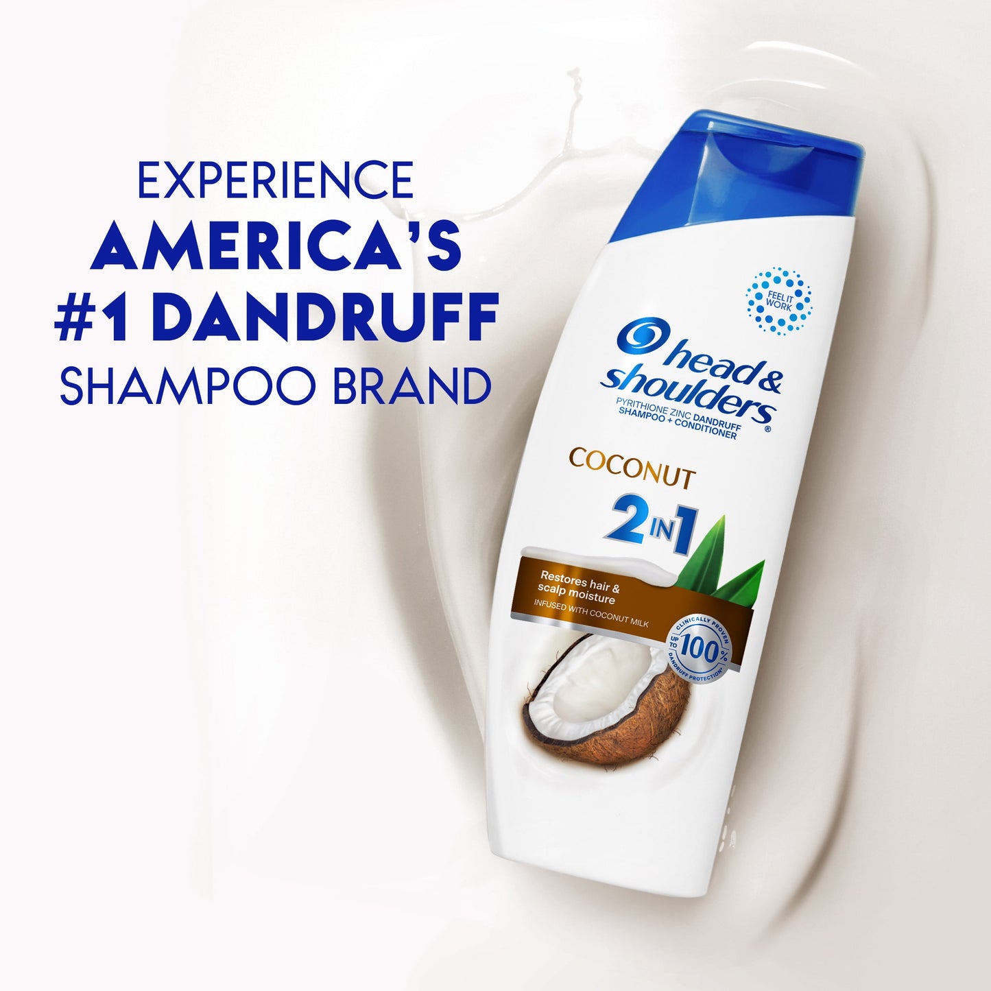 Head & Shoulders 2 in 1 Dandruff Shampoo and Conditioner, Coconut, 12.5 oz