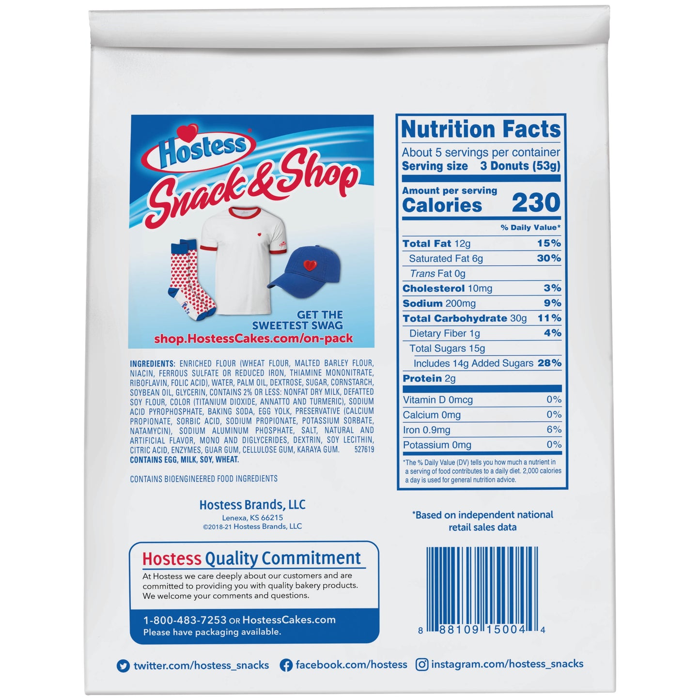 HOSTESS Powdered DONETTES Bag, Powdered Sugar Mini Donuts - 10 oz