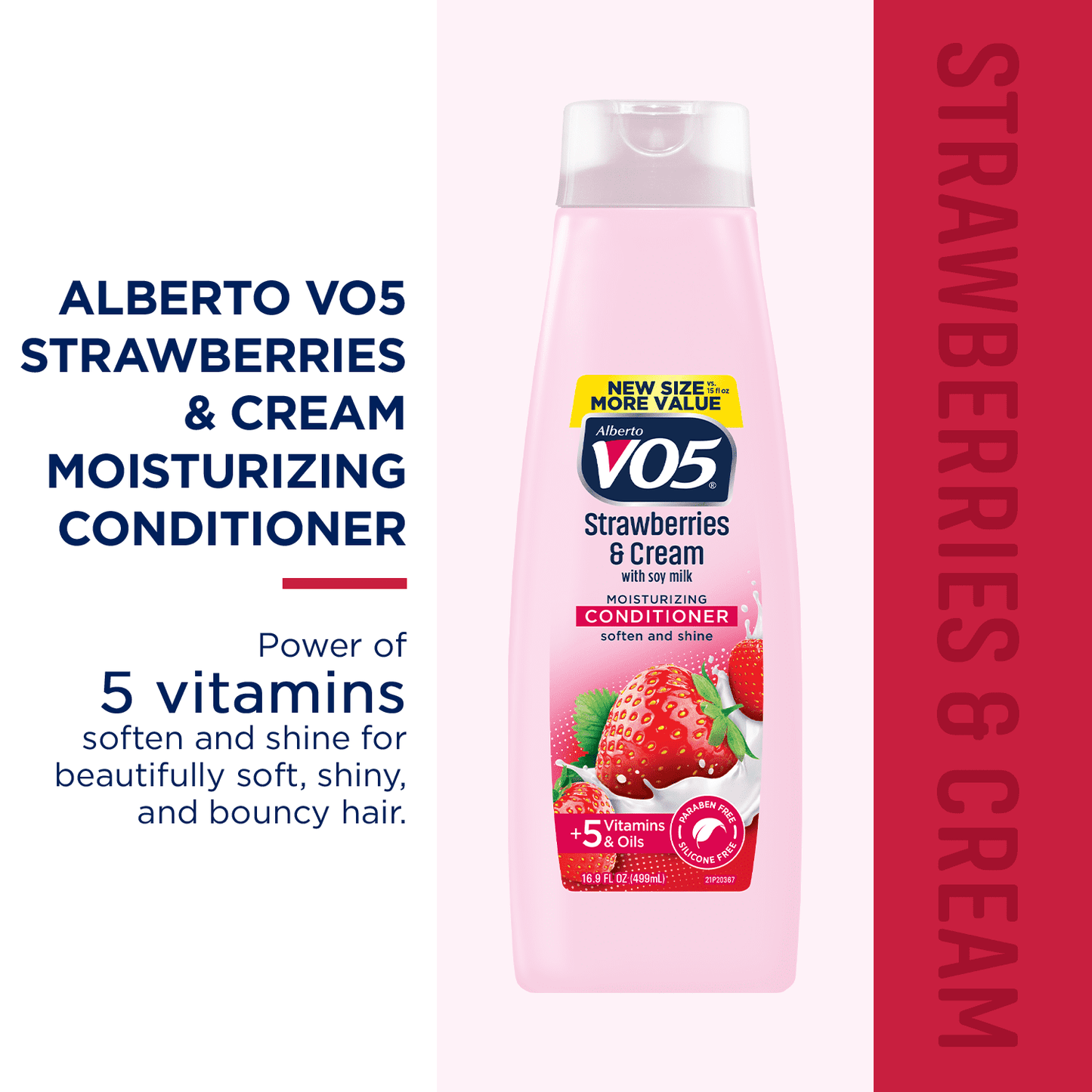 Alberto VO5 Strawberries & Cream Moisturizing Conditioner, for All Hair Types, 16.9 fl oz