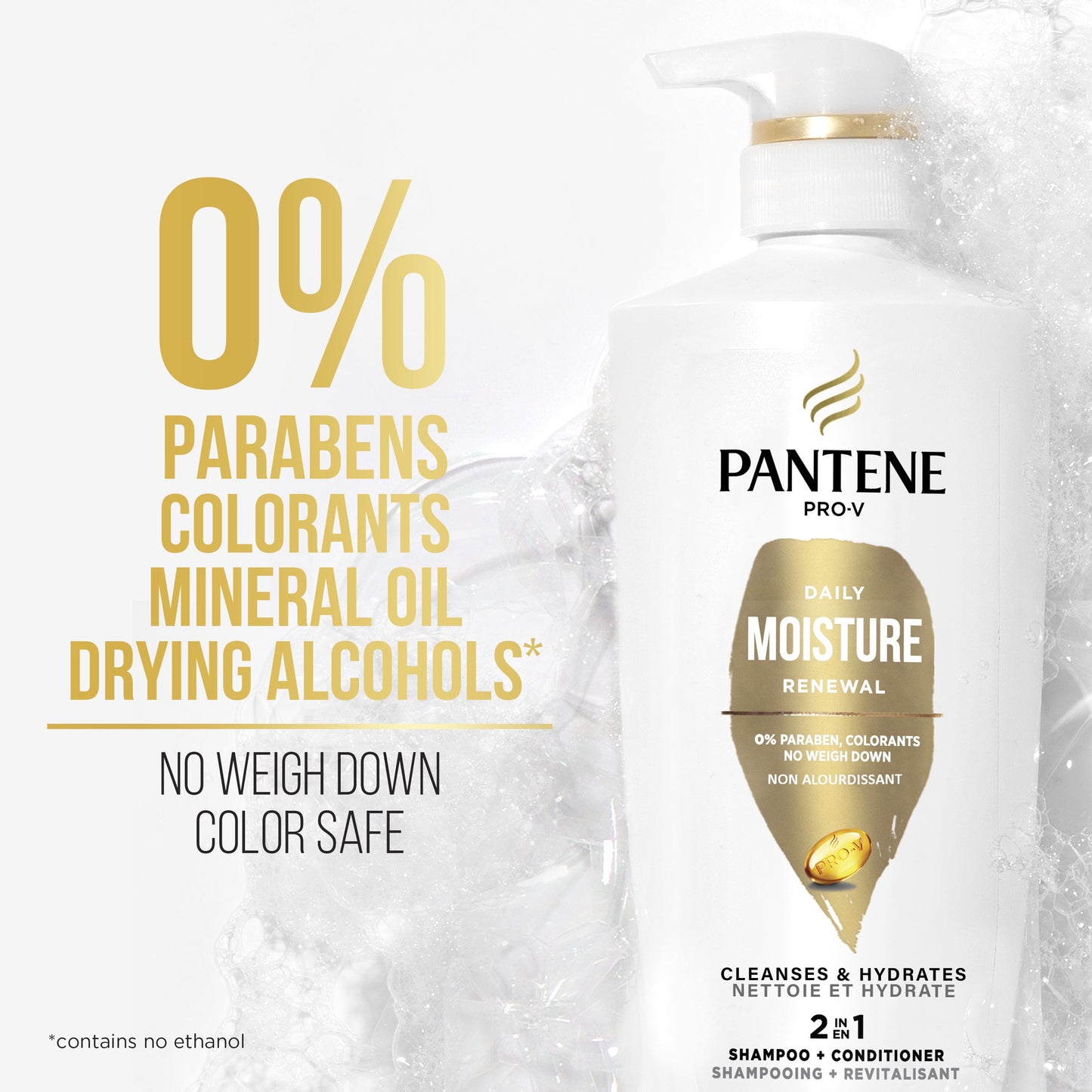 Pantene Pro-V Daily Moisture Renewal 2 in 1 Shampoo + Conditioner, for All Hair Types, 17.9 fl oz