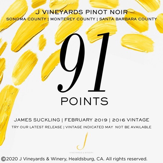 J Vineyards Black Pinot Noir Red Wine, California, 750ml Glass Bottle