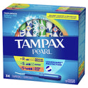 Tampax Pearl Tampons Trio Multipack with LeakGuard Braid, Regular/Super/Super Plus Absorbency, 34 Ct