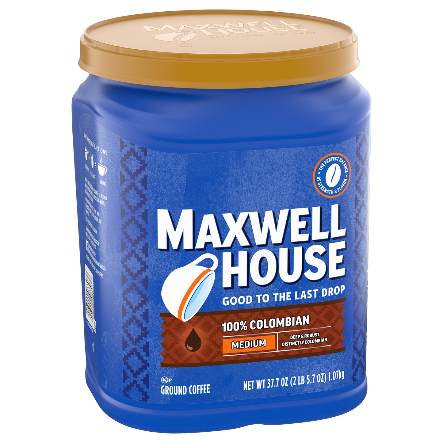 Maxwell House Medium Roast 100% Colombian Ground Coffee, 37.7 oz. Canister