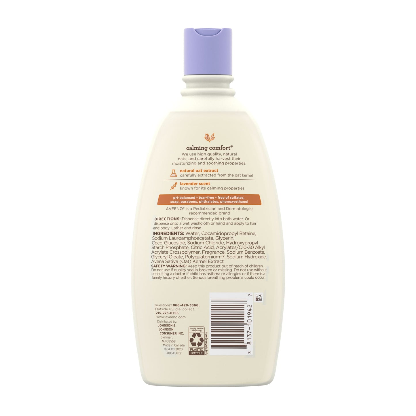 Aveeno Baby Calming Comfort Bath & Wash, Lavender & Vanilla, 18 fl. oz