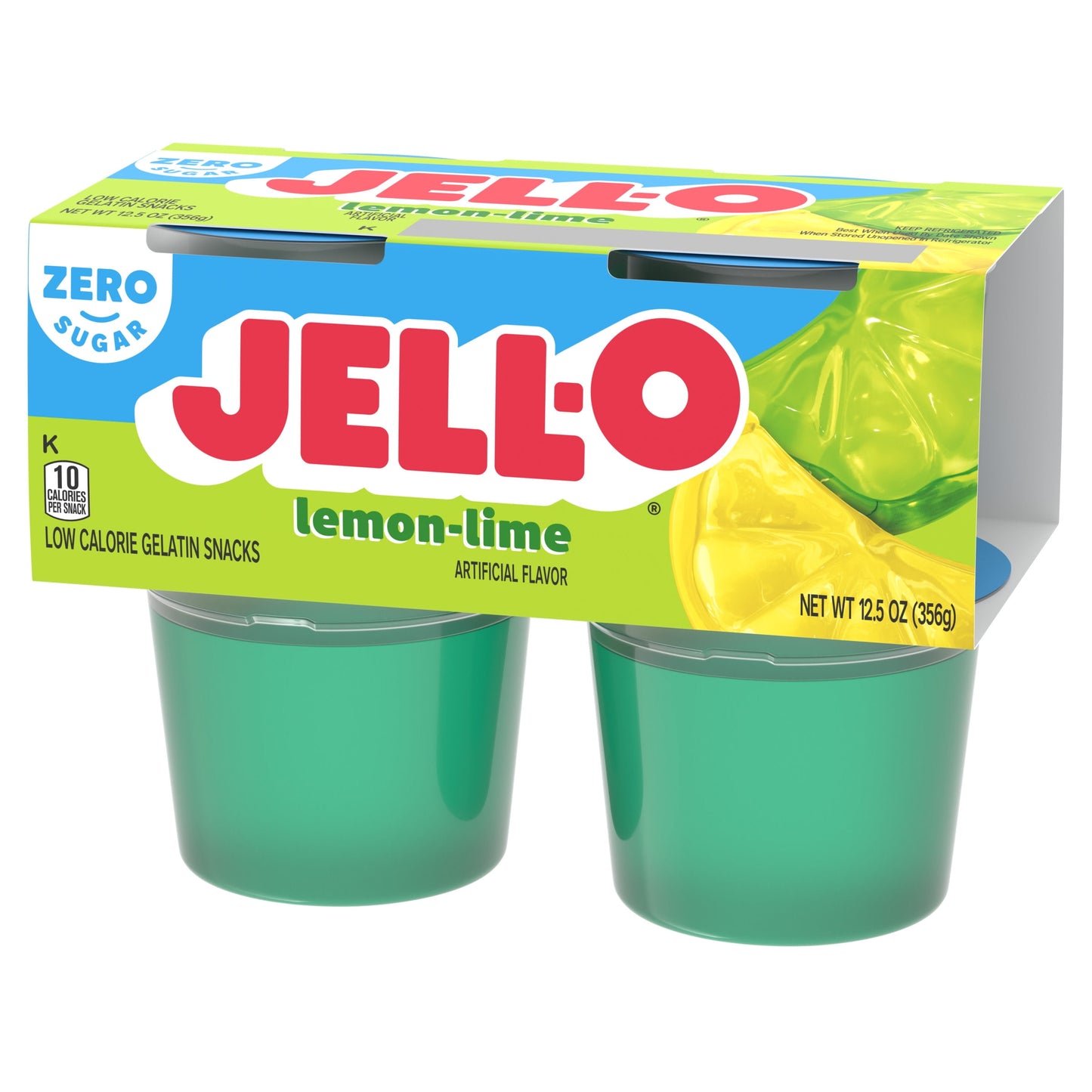 Jell-O Lemon-Lime Sugar Free Jello Cups Gelatin Snack, 4 Ct Cups