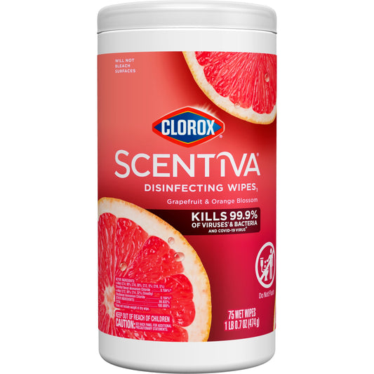 Clorox Scentiva Bleach-Free Cleaning Wipes, Grapefruit & Orange Blossom, 75 Count