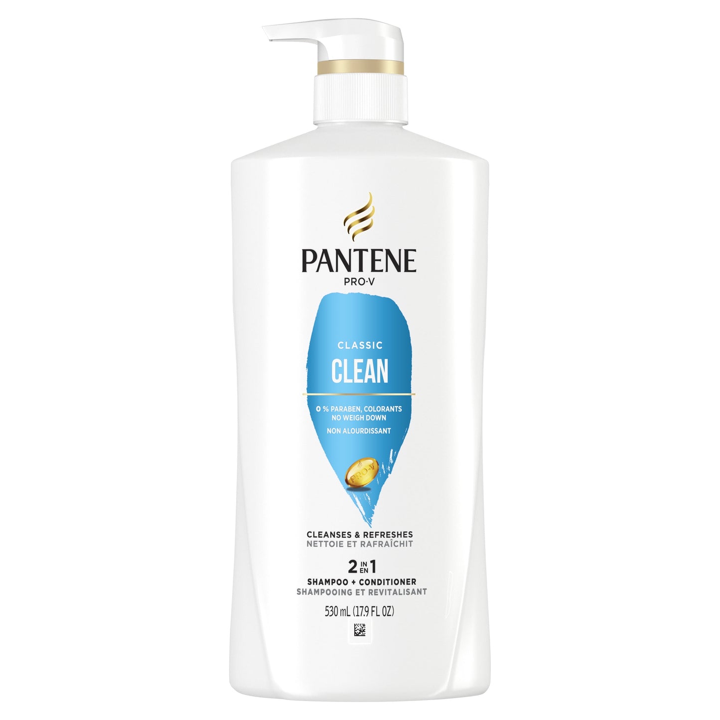 Pantene Pro-V Classic Clean 2in1 Shampoo + Conditioner, All Hair Types, 17.9 fl oz