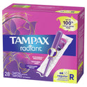Tampax Radiant Tampons with LeakGuard Braid, Regular Absorbency, 28 Count